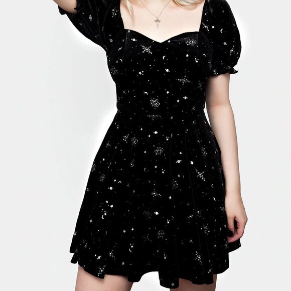 Disturbia Veniri Corset Mini Dress Velvet Stars Black US6/UK10 - Picture 5 of 10